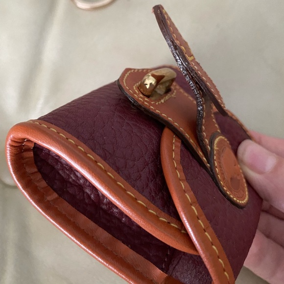 RARE Vintage Dooney & Bourke Key Caddy Coin Mini Bag Charm AWL Leather Rouge - Picture 13 of 15